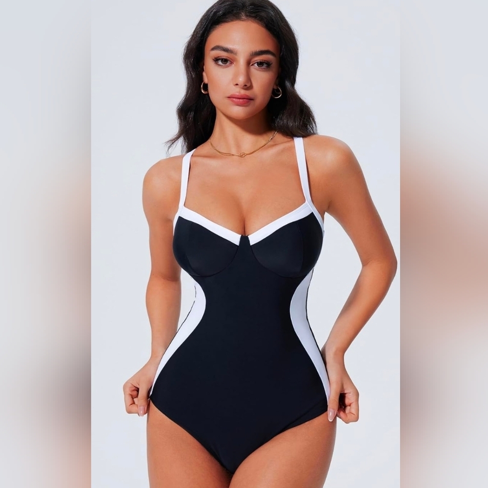 NWT - Women's SUUKSESS Tummy Control Sexy Crisscross Back Swimsuit (Size XL)